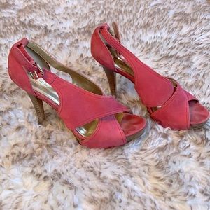 Coral Coach Heels
